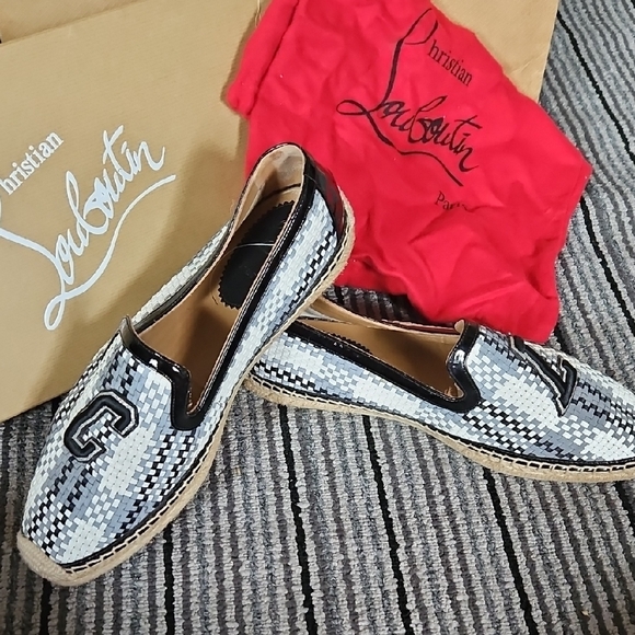 Christian Louboutin Men's Black and White Espadrilles